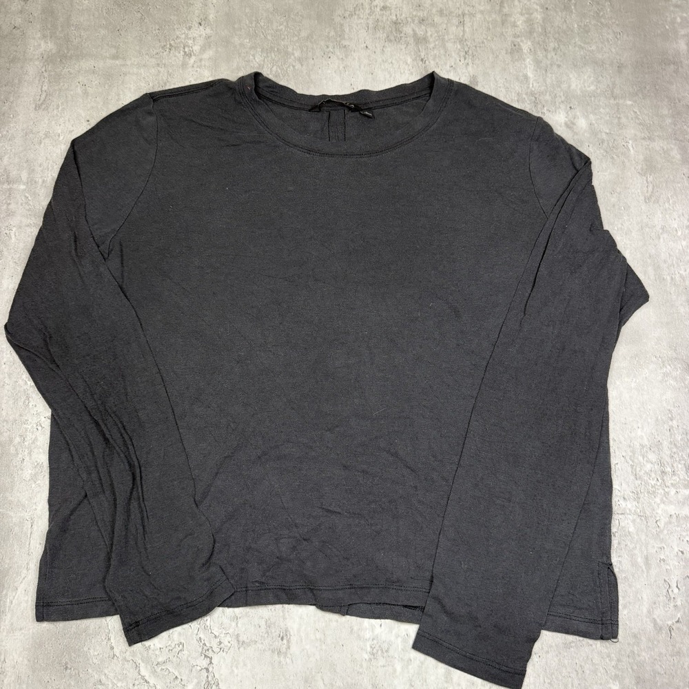 Athleta Stretch Lightweight Crew Neck Black Women's L Long Sleeve Activewear Top